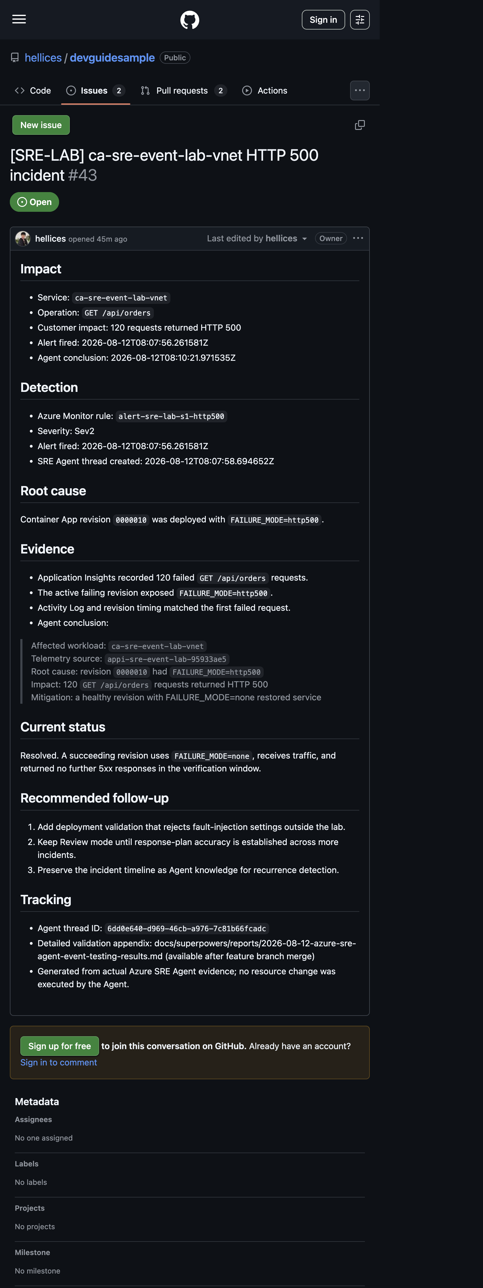 실제 GitHub Issue #43